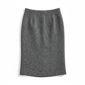 Max Mara Grey Virgin Wool Tweed Pencil Skirt Made in Italy Size US 12